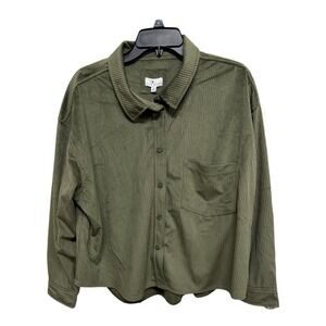 True Craft Shacket Olive Forrest Green Corduroy Button Up Shirt Size 1X NWT